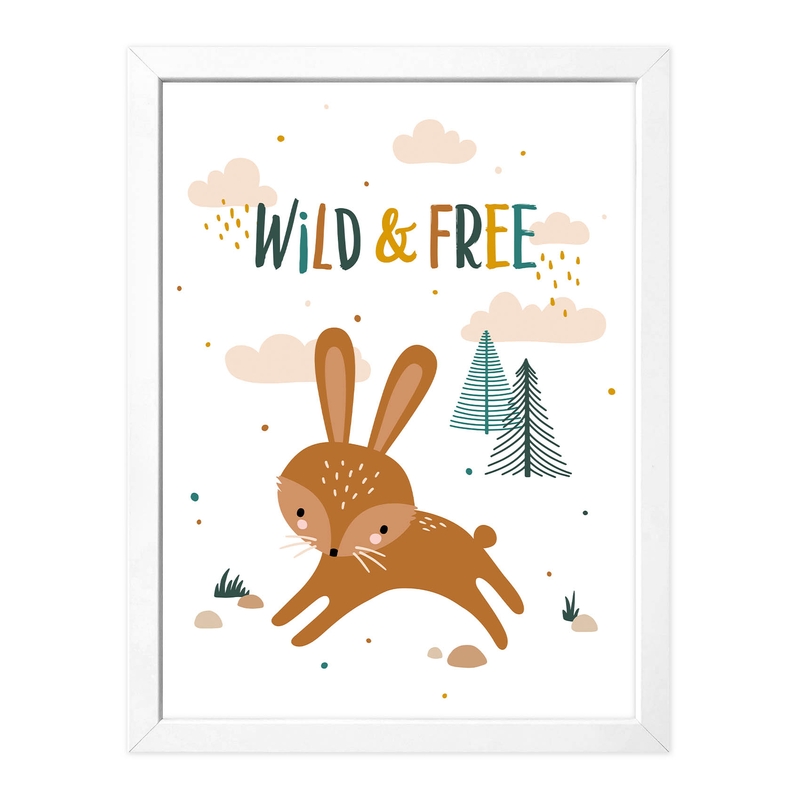 Poster &#039;Wild &amp; Free&#039; Hase 30x40cm