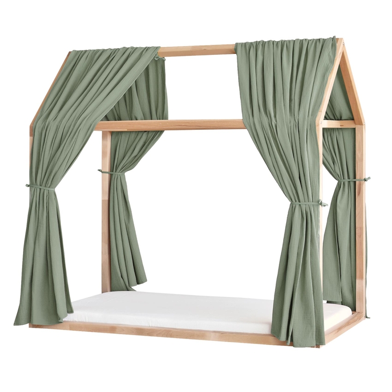 2er Set Hausbett-Himmel Musselin khaki