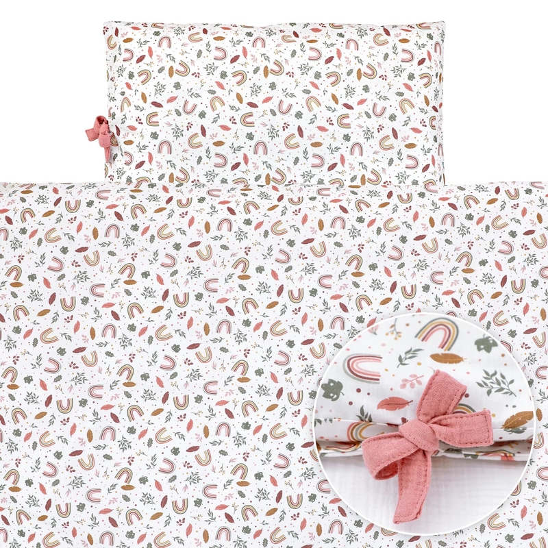 Bio Kinderbettwäsche &#039;Regenbogen&#039; rosa 100x135cm