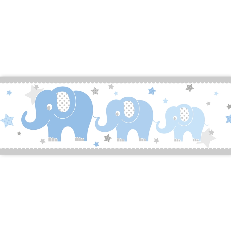 Bordüre Elefanten blau selbstklebend