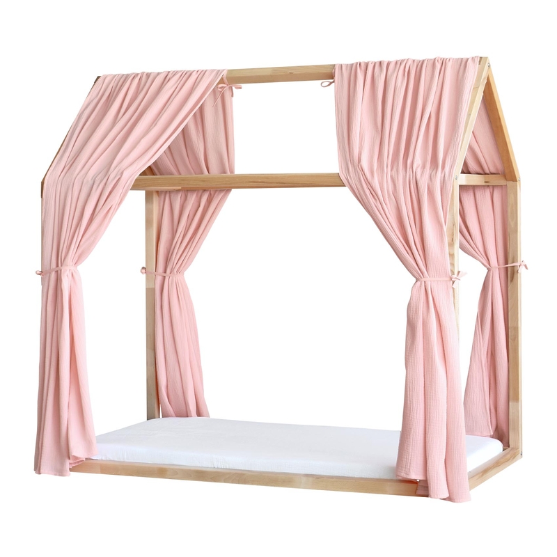 2er Set Bio Hausbett-Himmel Musselin rosa