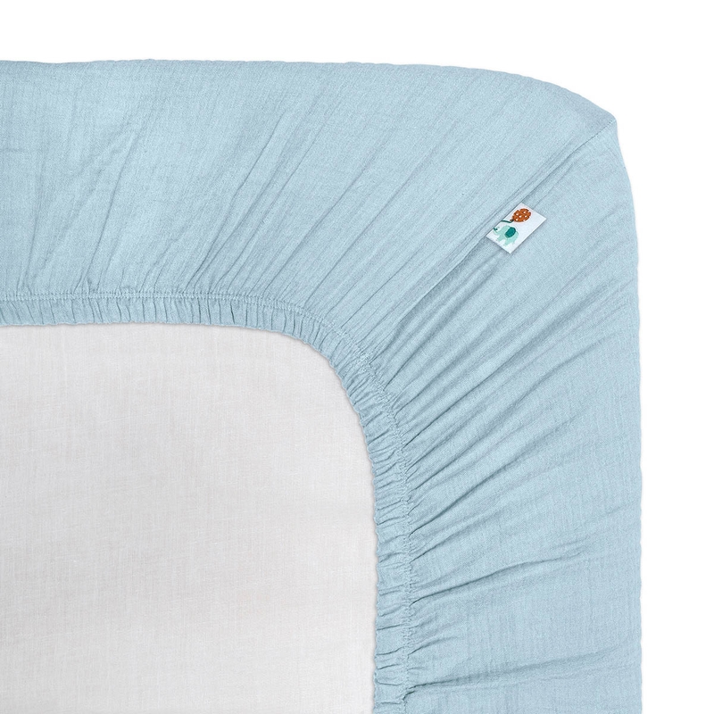 Bio Kinderbettlaken Musselin hellblau 70x140cm