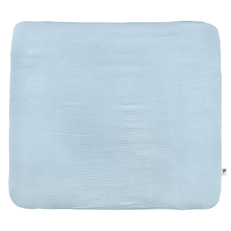 Bio Wickelauflagenbezug Musselin hellblau 85x75cm