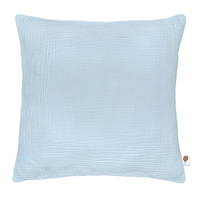 Bio Kissenbezug Musselin hellblau 50x50cm