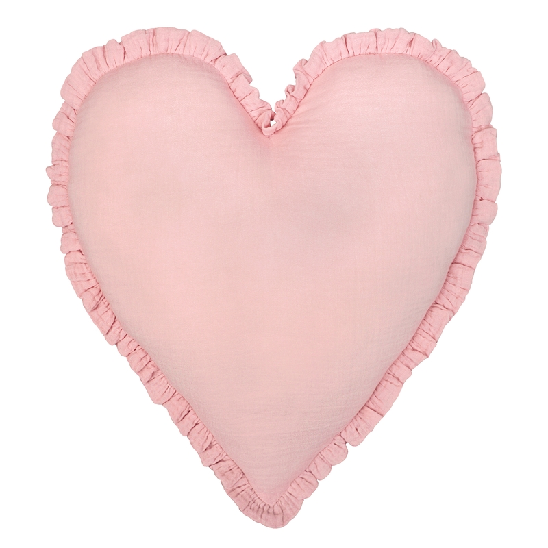 Kinderkissen &#039;Herz&#039; mit Rüschen rosa 40cm