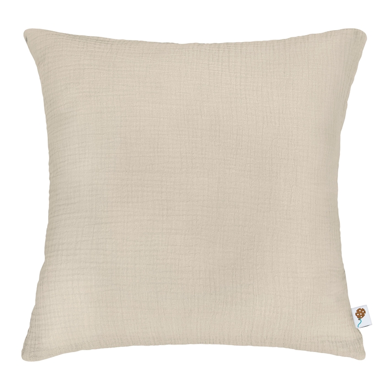 Bio Kissenbezug Musselin beige 50x50cm handmade