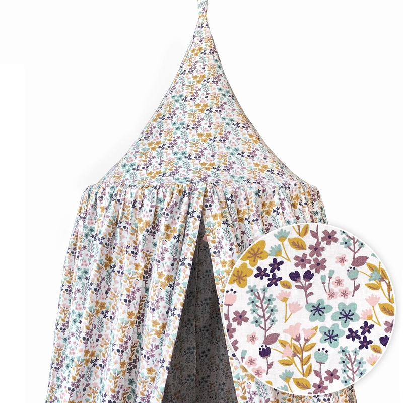 Bio Baldachin &#039;Blumen&#039; rosa/senf 250cm handmade