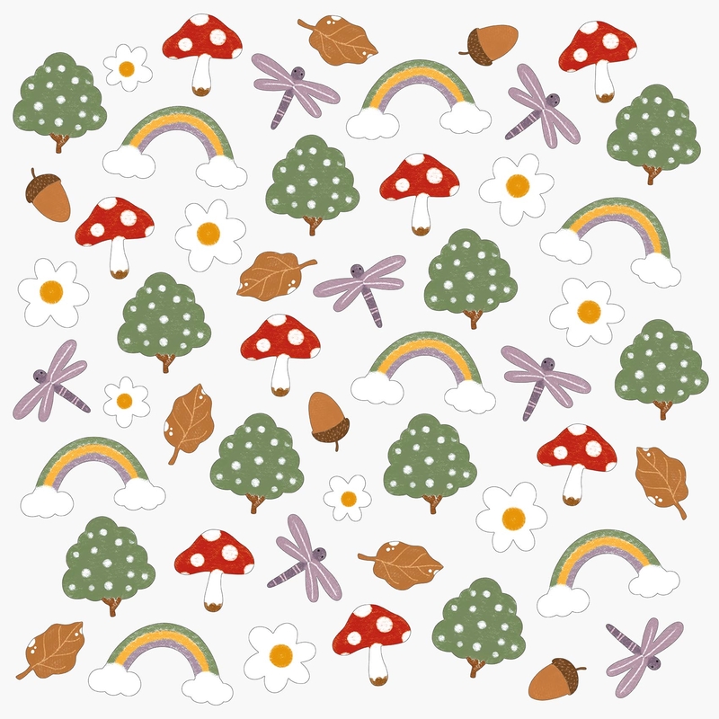 Wandsticker &#039;Pilze &amp; Regenbögen&#039; 51 St.