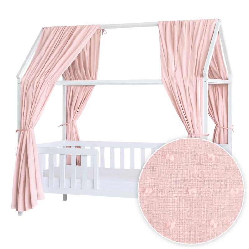 2er Set Hausbett-Himmel 3D Punkte rosa 350cm