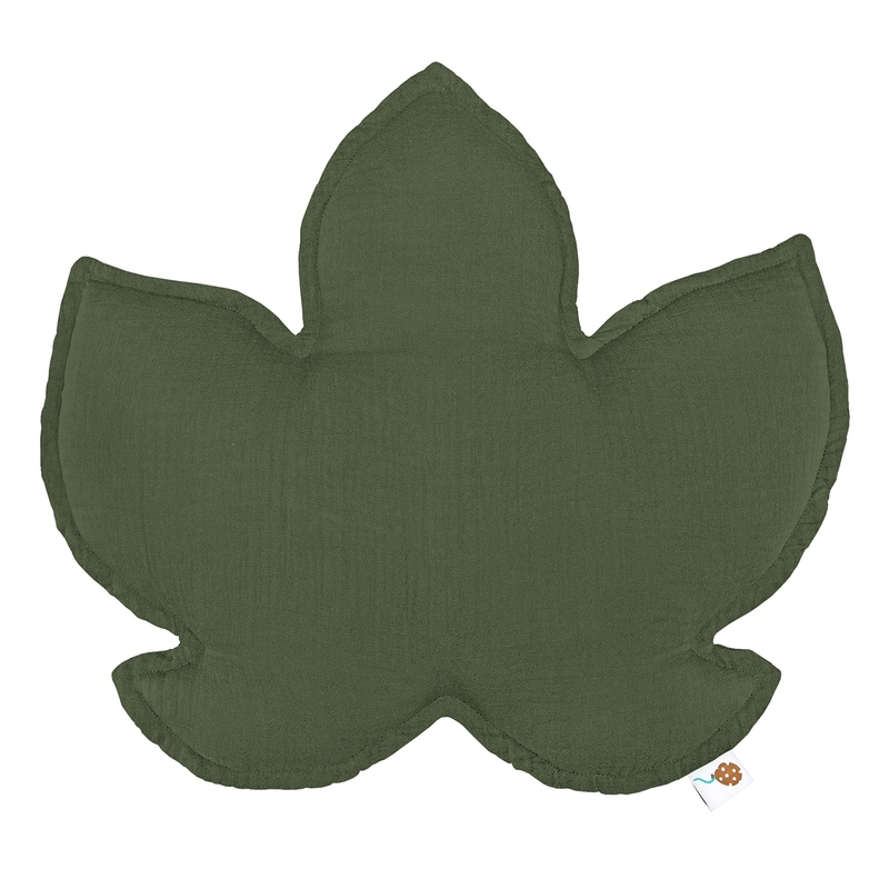 Kissen Blatt Musselin dunkelgrün 40cm