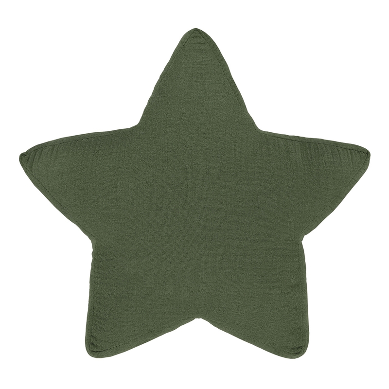 Kissen Stern Musselin dunkelgrün 38cm