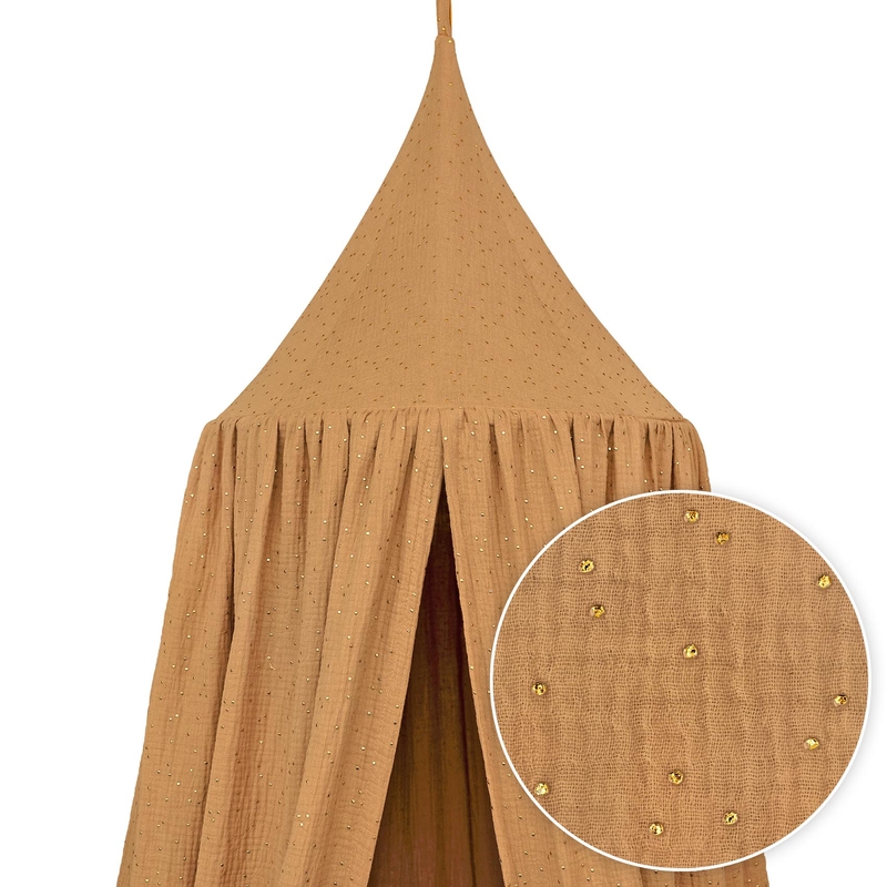 Baldachin &#039;Goldpunkte&#039; camel 250cm handmade