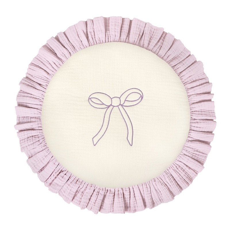 Rüschenkissen &#039;Schleife&#039; flieder/creme 35cm