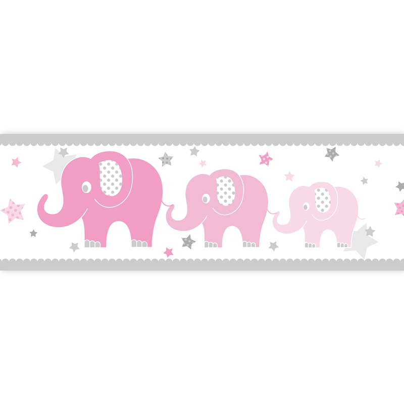 Bordüre Elefanten rosa selbstklebend
