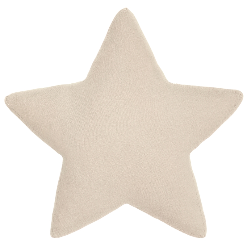 Kissen Stern Musselin beige 45cm