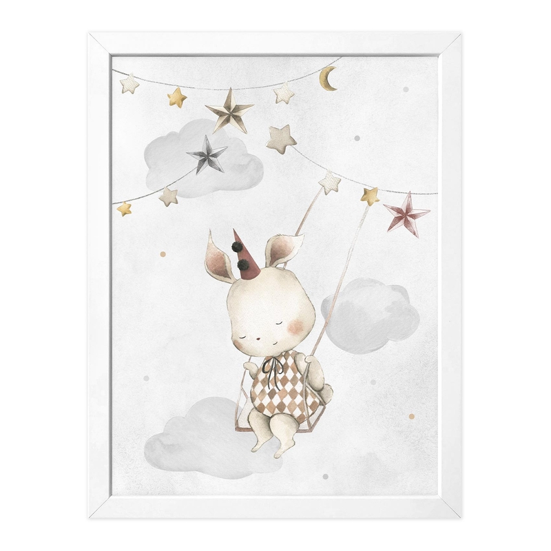 Kinderposter &#039;Zirkus Hase&#039; grau 30x40cm
