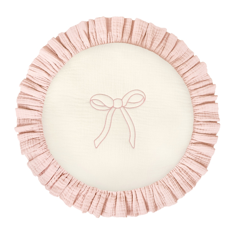 Rüschenkissen &#039;Schleife&#039; puderrosa/creme 35cm