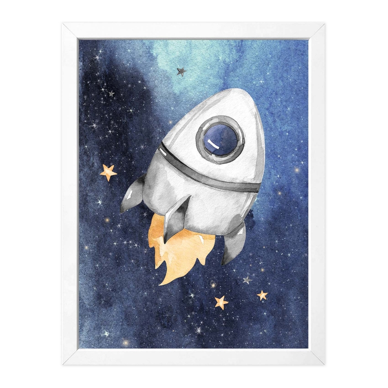 Weltall Kinderposter &#039;Rakete&#039; blau 30x40cm