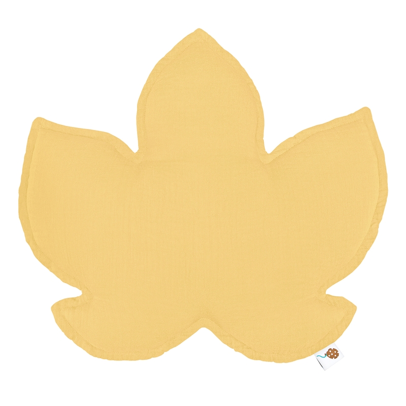 Bio Kissen Blatt Musselin hellgelb 40cm