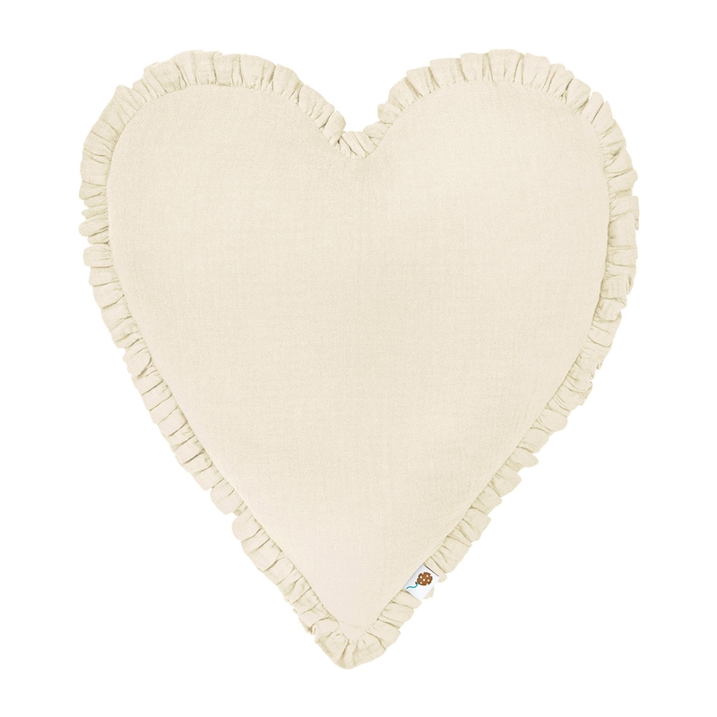 Bio Kissen 'Herz' mit Rüschen creme 40cm