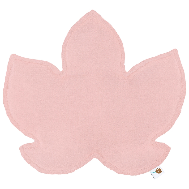 Bio Kissen &#039;Blatt&#039; Musselin rosa 40cm handmade