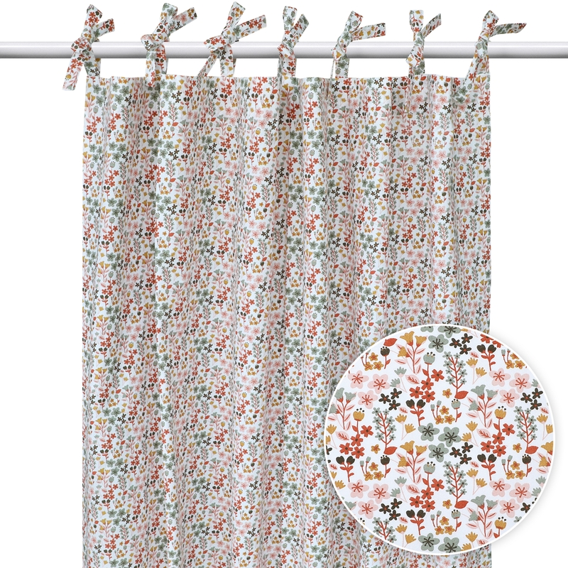 Vorhang &#039;Blumen&#039; rostrot/rosa H 220cm