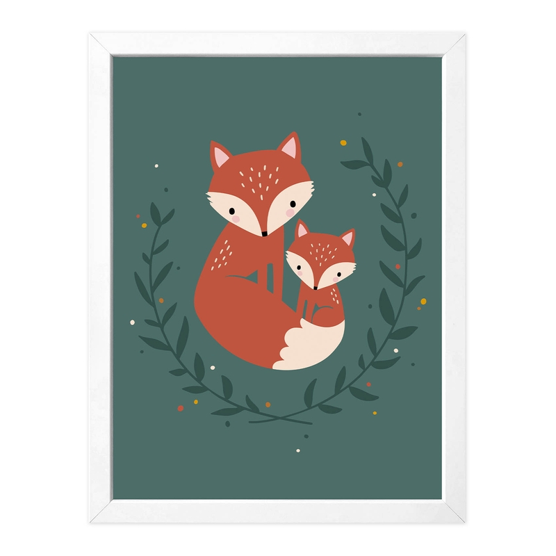 Poster &#039;Fuchsfamilie&#039; terra/jade 30x40cm