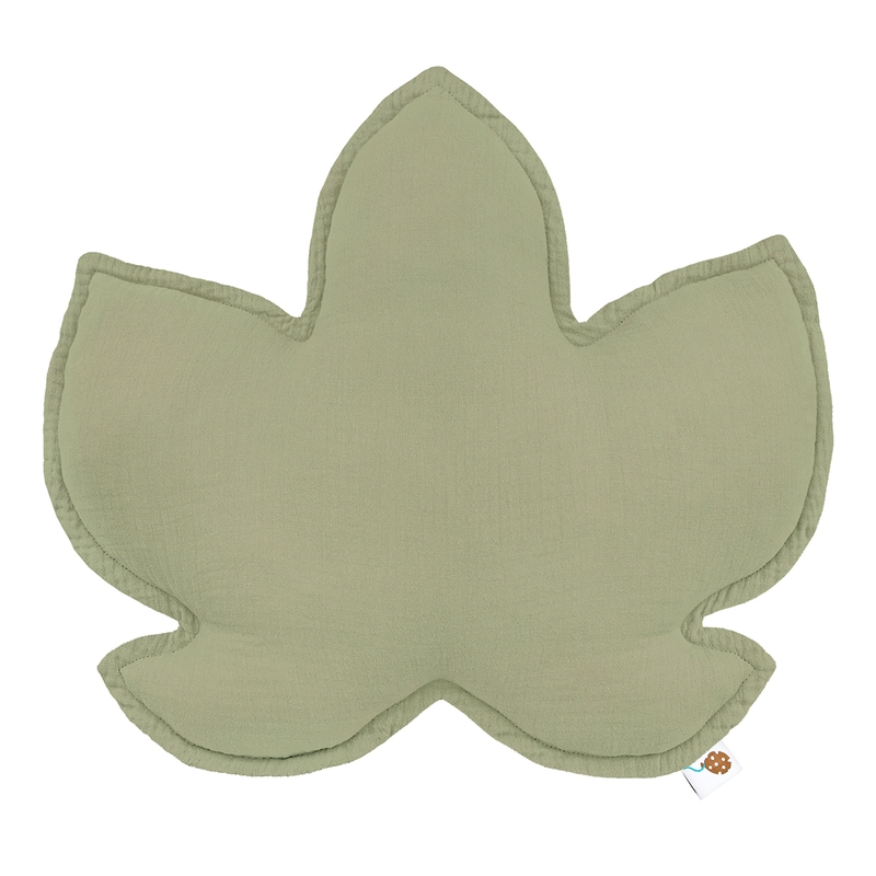 Bio Kissen Blatt Musselin hellgrün 40cm