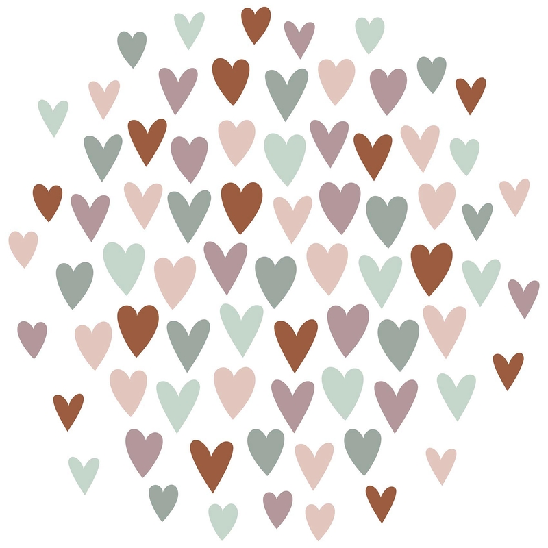 Wandsticker Herzen braun/salbei/flieder 75 St.