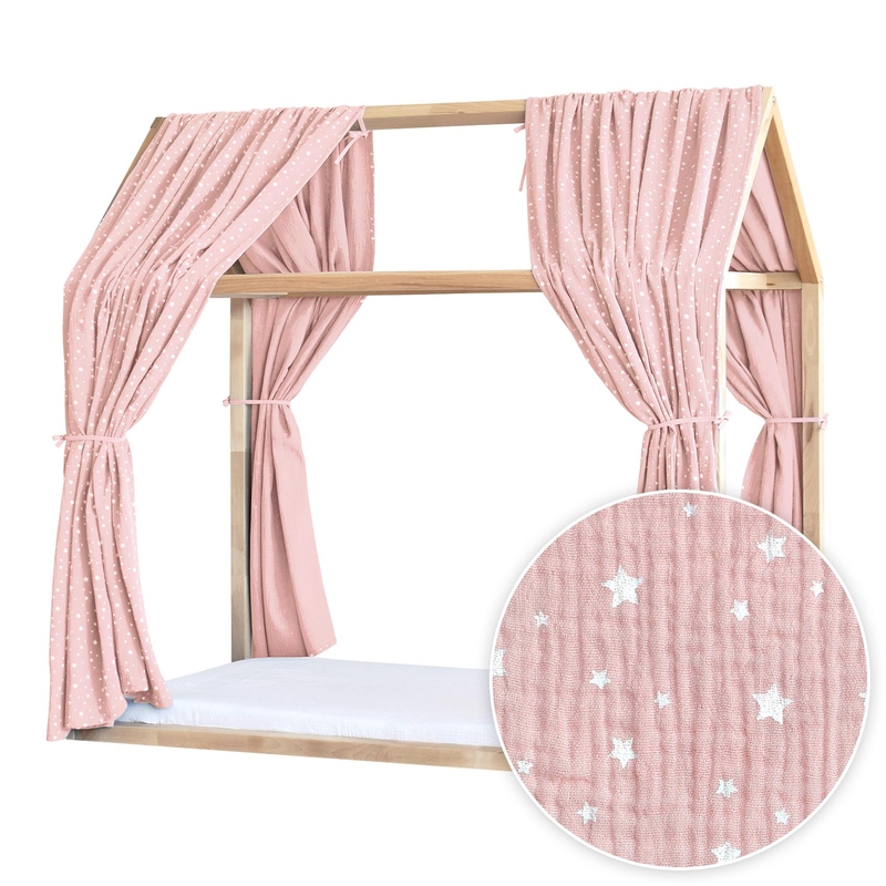 2er Set Hausbett-Himmel &#039;Sterne&#039; rosa 315cm