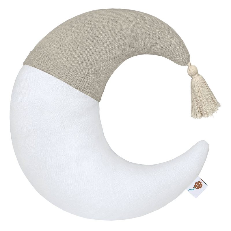 Leinen Kinderkissen &#039;Mond&#039; weiß/beige 40cm recycelt