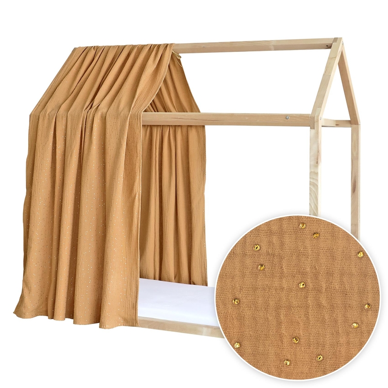 Hausbett-Himmel &#039;Goldpunkte&#039; Musselin camel 1 Stück