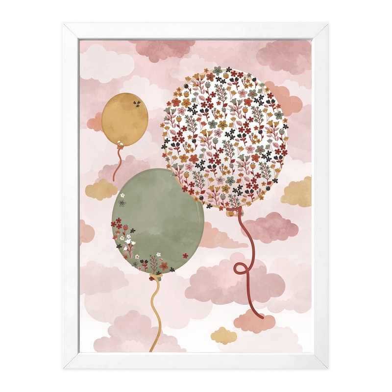 Poster &#039;Blumen-Luftballons&#039; altrosa 30x40cm