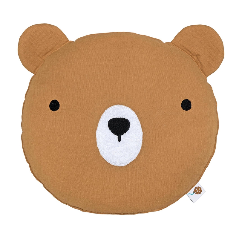 Bio Kissen &#039;Bär Balou&#039; Musselin handbestickt 30cm