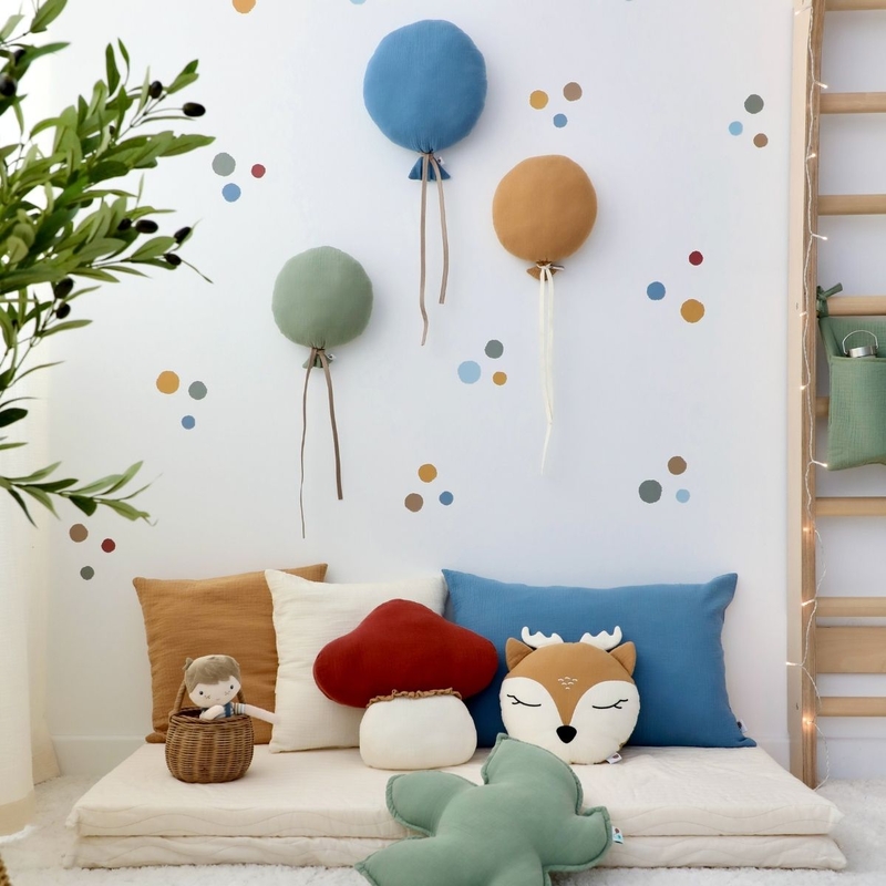 Kuschelecke in Blau &amp; Camel mit Kissen &amp; Kletterwand