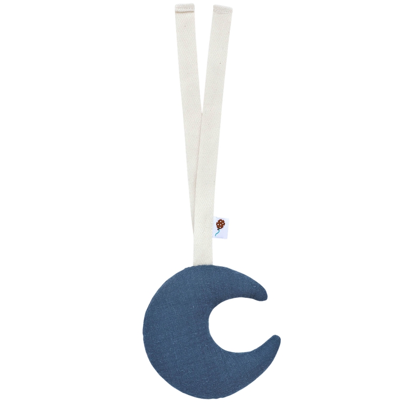 Dekoanhänger &#039;Mond&#039; Musselin jeansblau 12cm