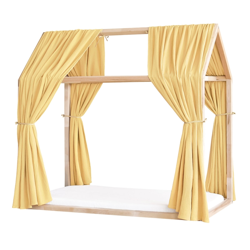 2er Set Bio Hausbett-Himmel Musselin hellgelb
