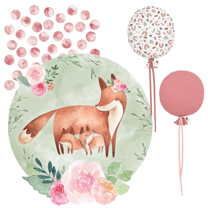 Dekoset mit Wandstickern &amp; Luftballons altrosa