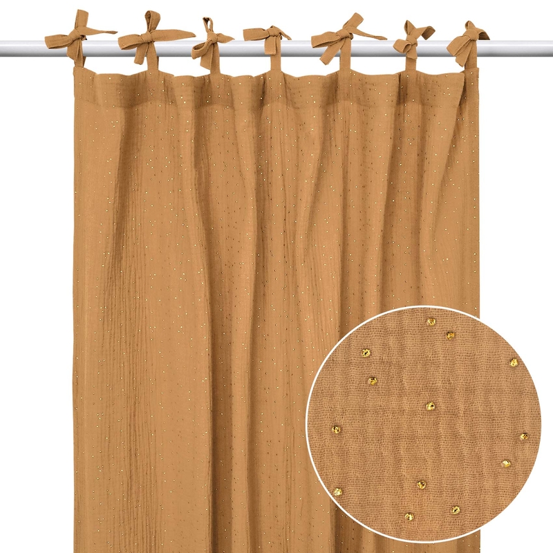 Vorhang &#039;Goldpunkte&#039; Musselin camel H 220cm