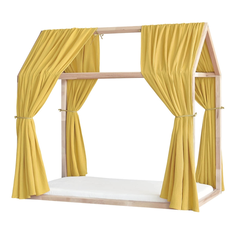 2er Set Bio Hausbett-Himmel Musselin senfgelb