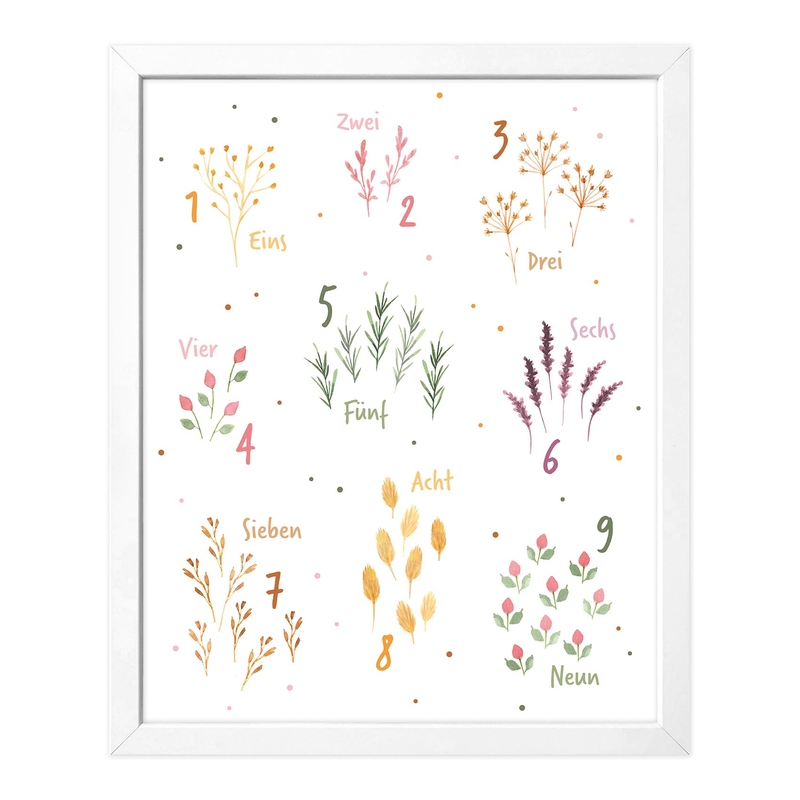 Kinderposter &#039;Zahlen &amp; Blumen&#039; 40x50cm