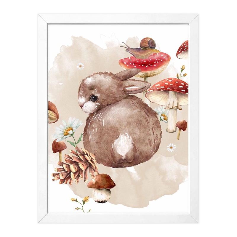 Kinderposter &#039;Hase mit Pilzen&#039; 30x40cm