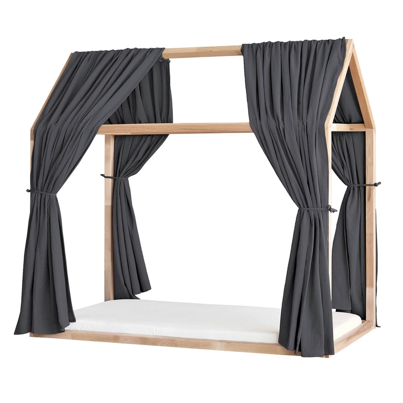 2er Set Bio Hausbett-Himmel Musselin dunkelgrau
