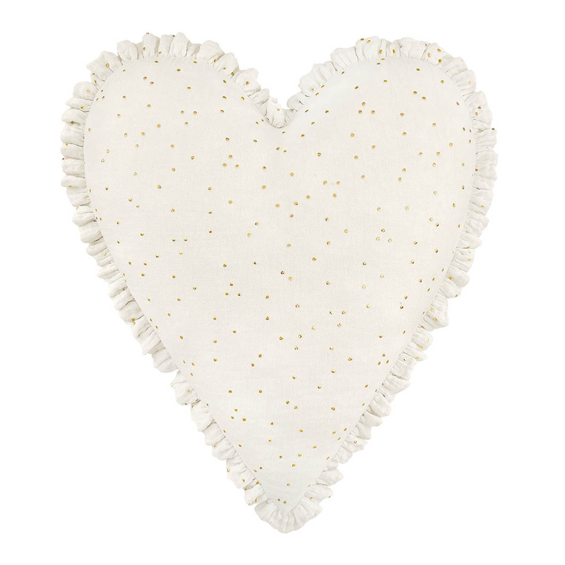 Kissen &#039;Herz&#039; Goldpunkte creme 40cm