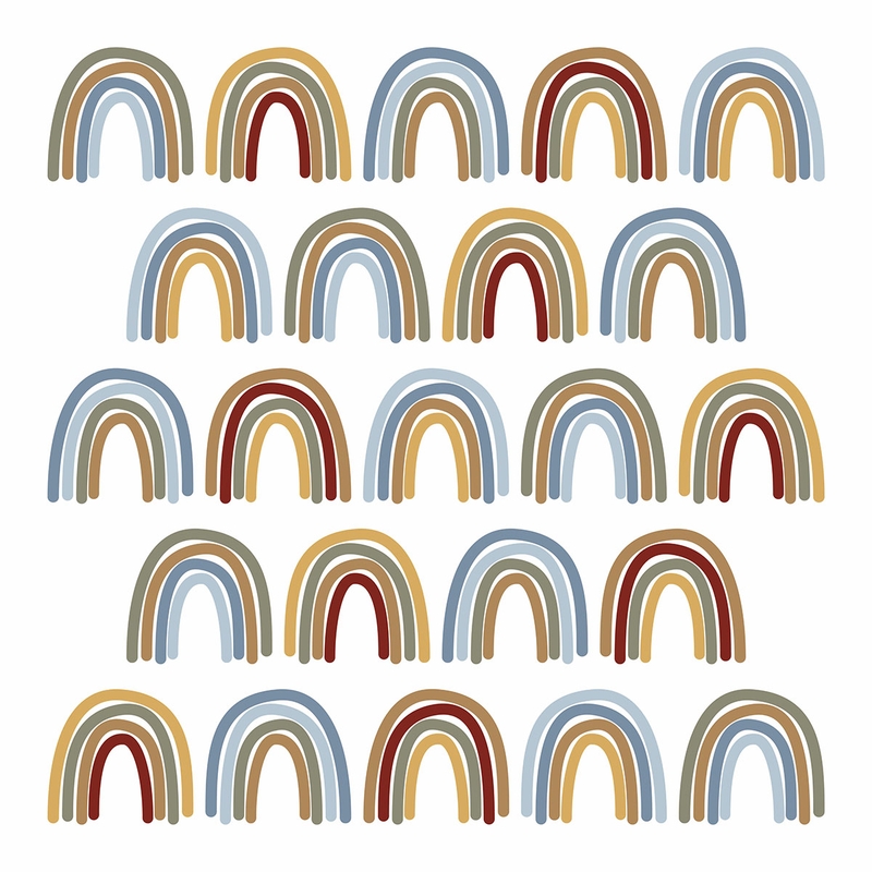 Wandsticker &#039;Regenbogen&#039; khaki/blau