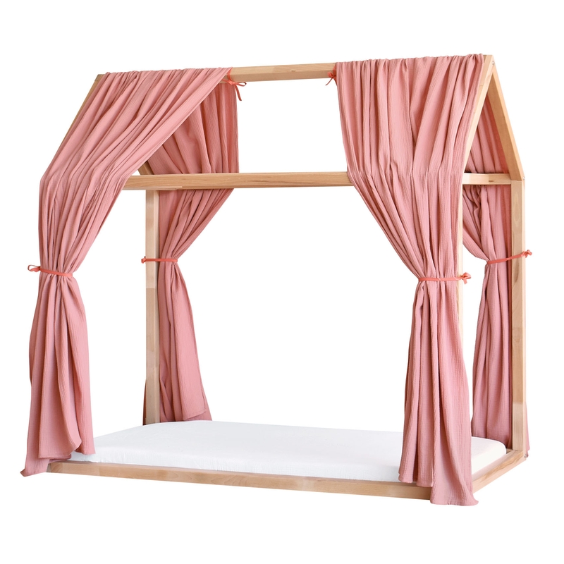 2er Set Bio Hausbett-Himmel Musselin altrosa
