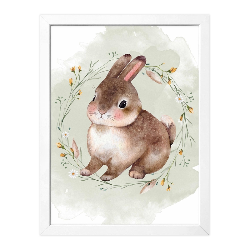 Kinderposter &#039;Hase mit Blumen&#039; 30x40cm