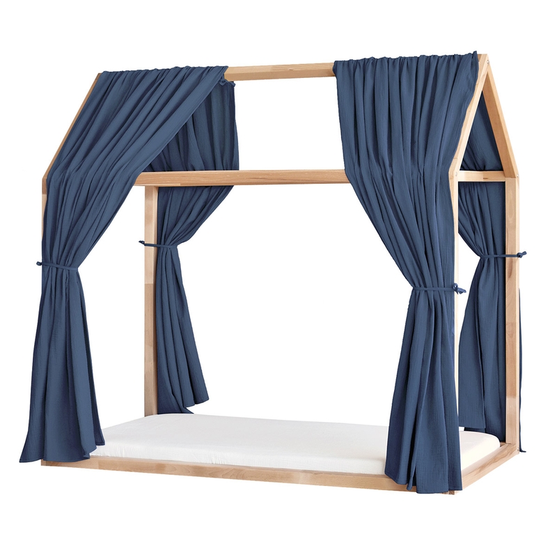 2er Set Hausbett-Himmel Musselin jeansblau