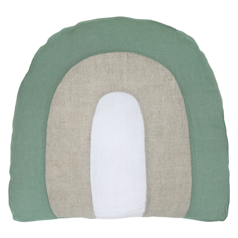 Leinen Regenbogen-Kissen khaki/beige 35cm