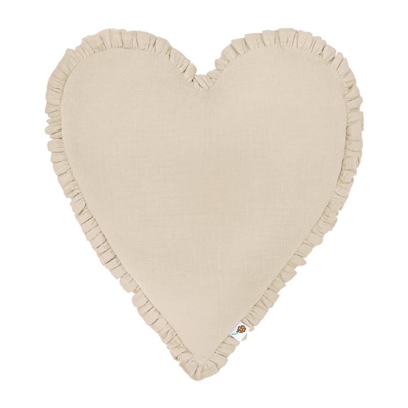 Kissen &#039;Herz&#039; mit Rüschen beige 40cm